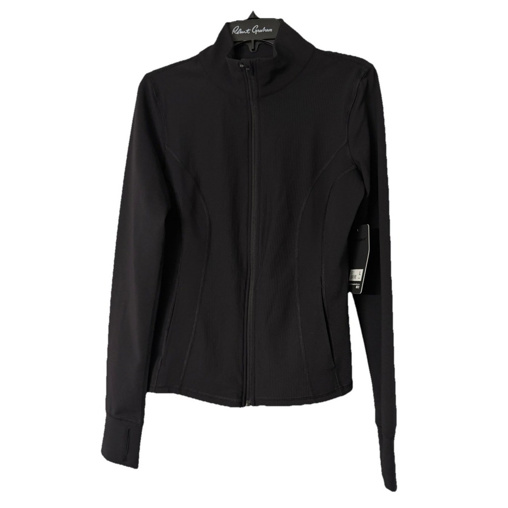 NWT 90 Degree By Reflex Womens Black Stretch Zipped Front Jacket Size‎ Large